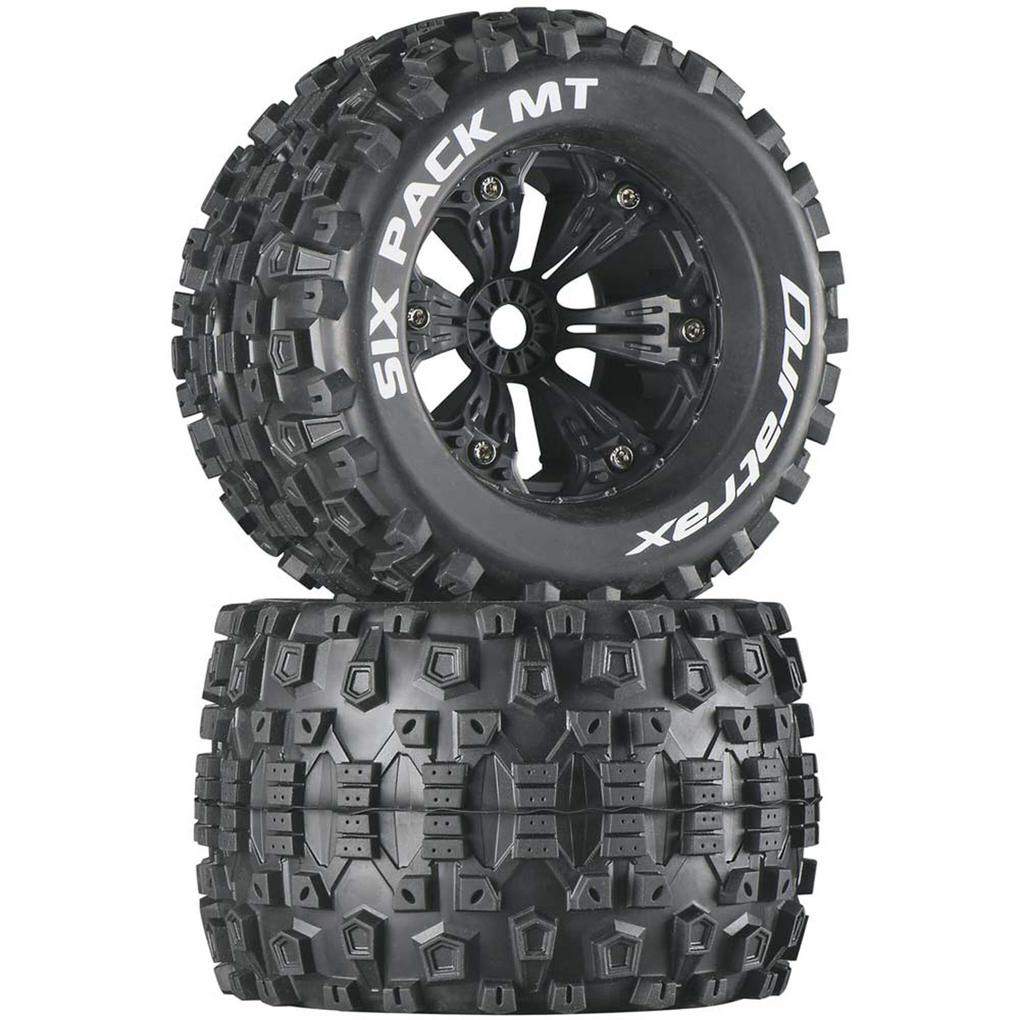 Duratrax Six-Pack MT 3.8" Mounted 1/2" Offset Tires Black 2