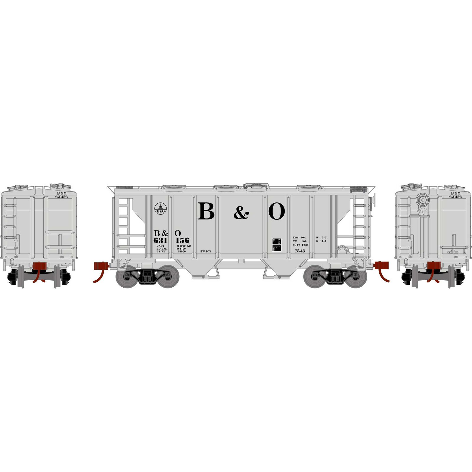 HO PS-2 2003 2-Bay Hopper, B&O #631156