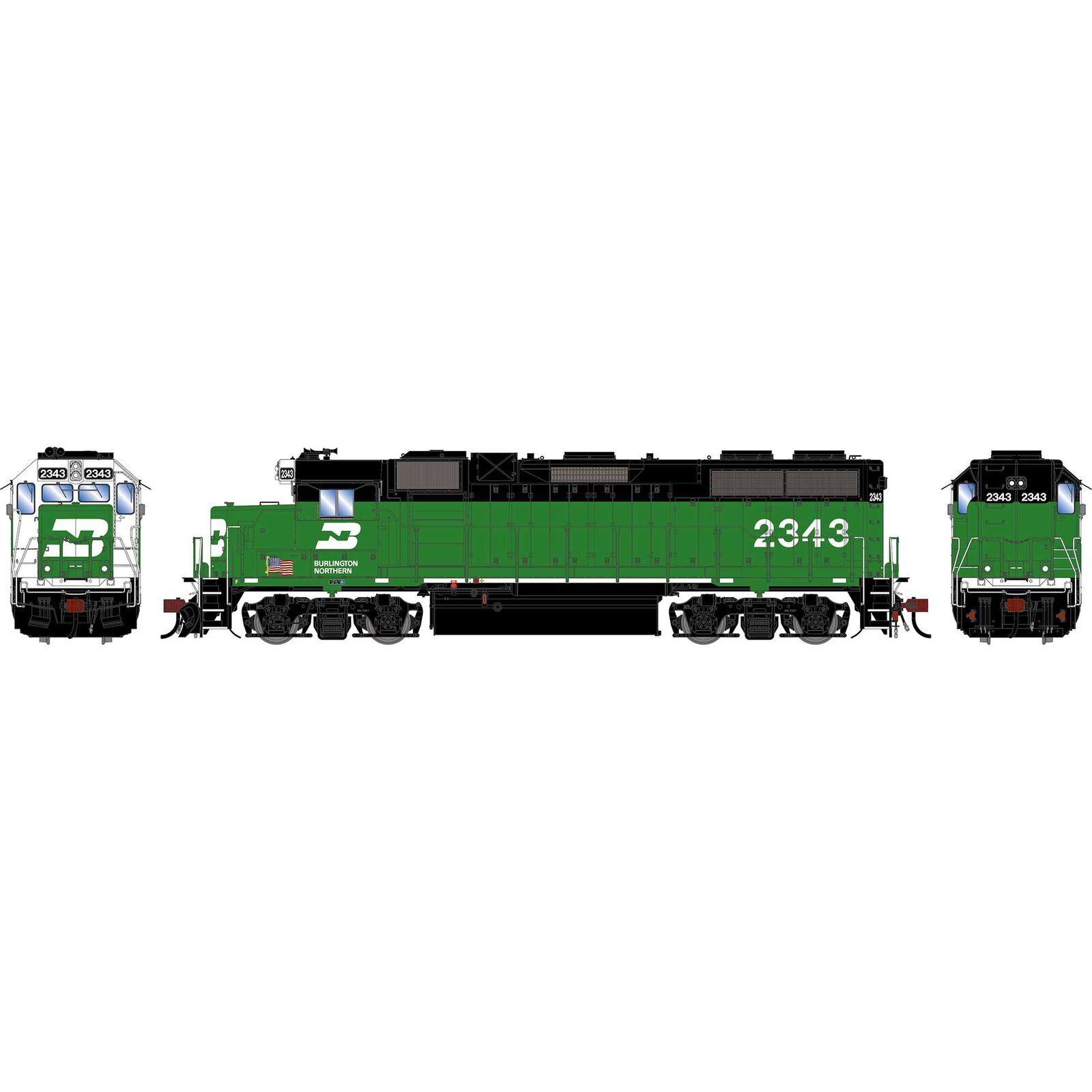 HO GEN GP38-2 Locomotive, BN #2343