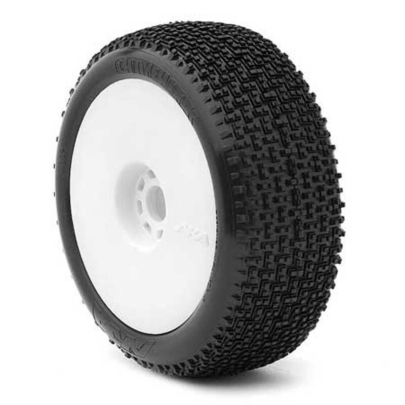 1/8 Cityblock Super Soft Long Wear Pre-Mounted Tires, White EVO Wheels (2): Buggy