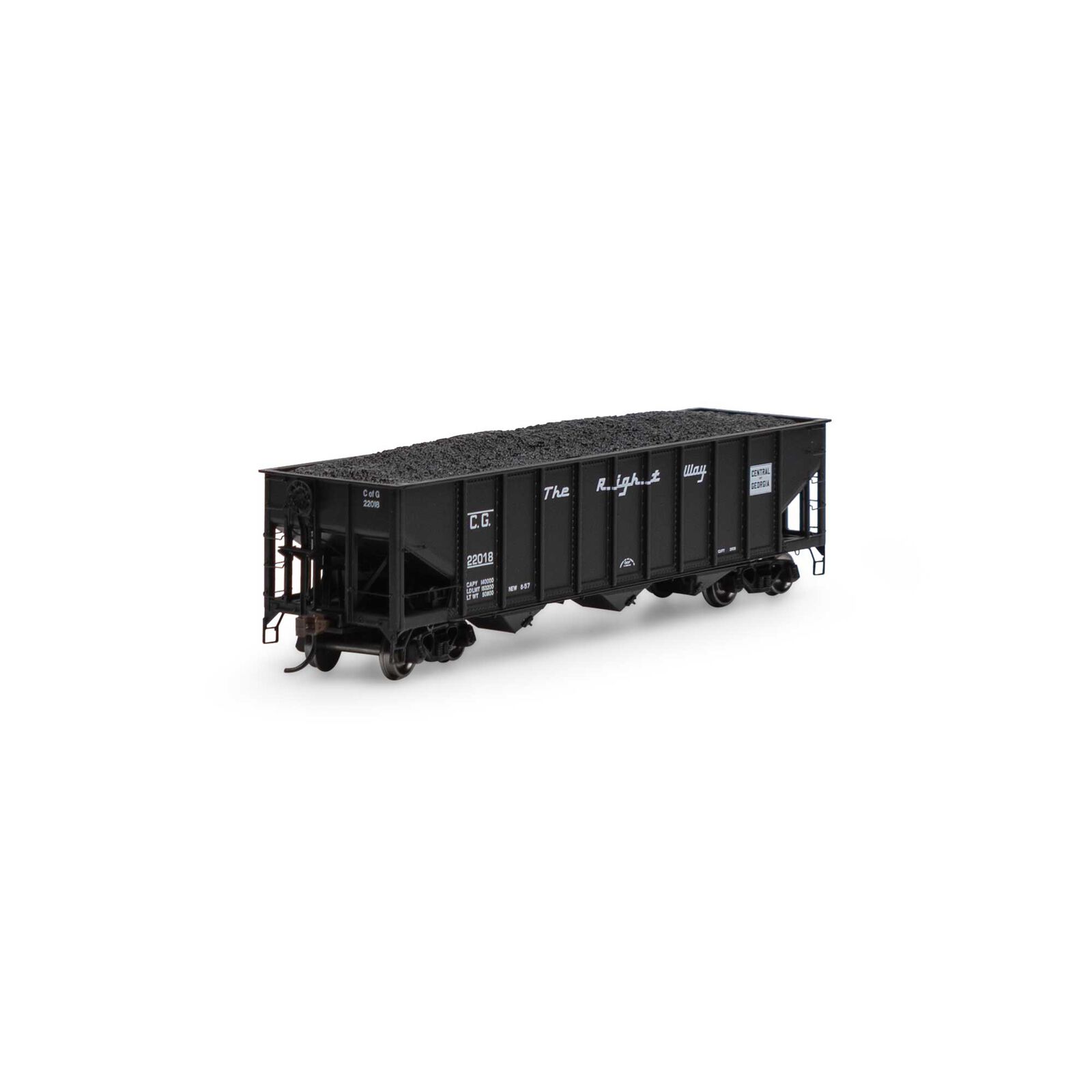 HO RTR 40' 3-Bay Ribbed Hopper with Load, CG #22018