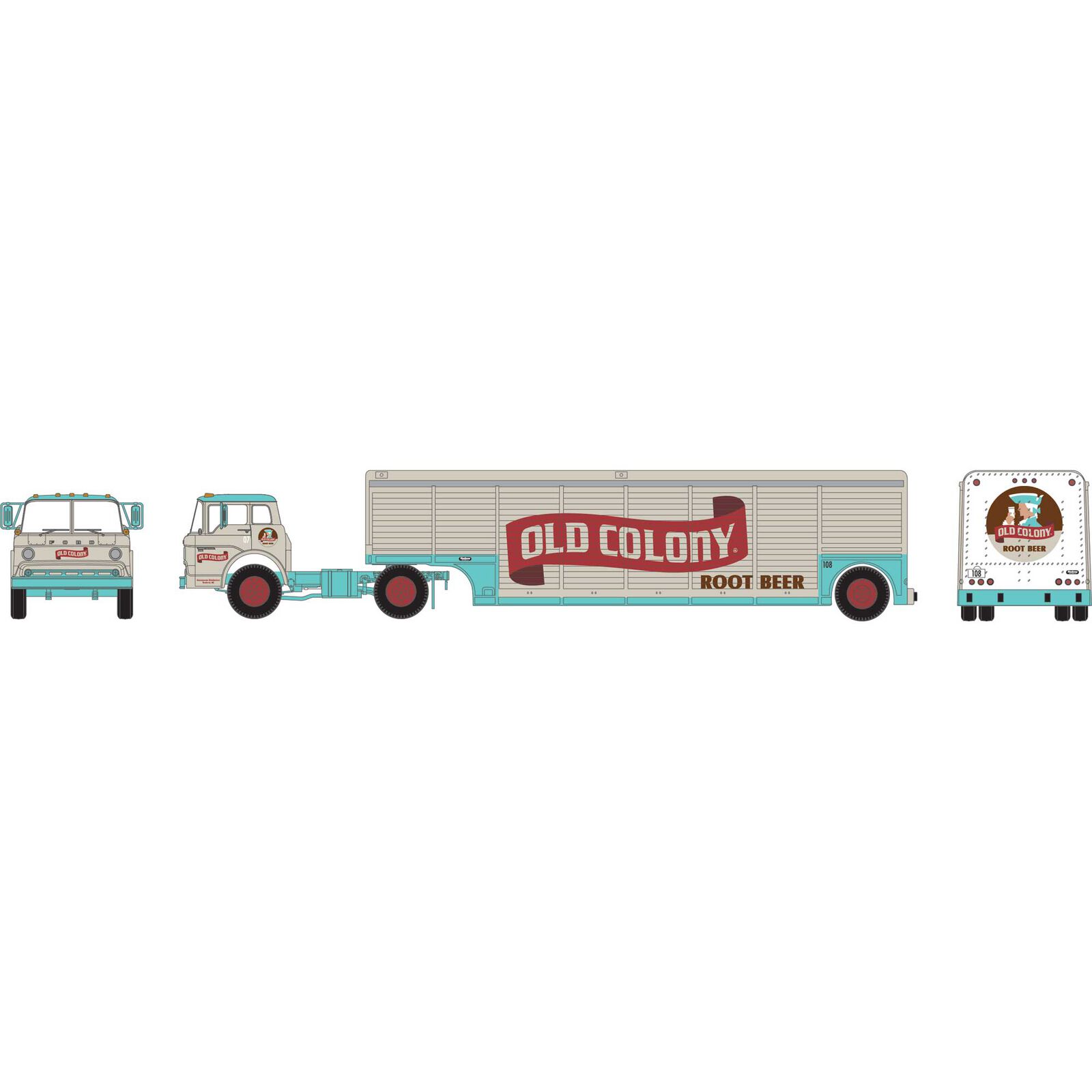 HO Ford C with Beverage Trailer, Old Colony