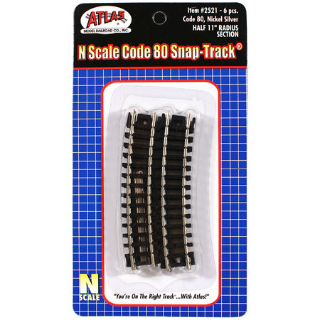 thumbnail image 2 of Atlas N Scale Code 80 11" Radius Curve Track - 6-Pack - Model Railroad - 2520 2 of 3