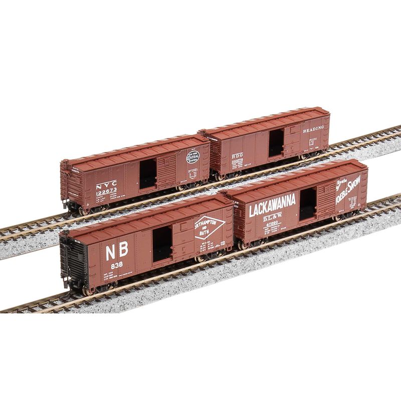 N 40' Steel Boxcar, Set C, NYC, RDG, DLW, NB (4)