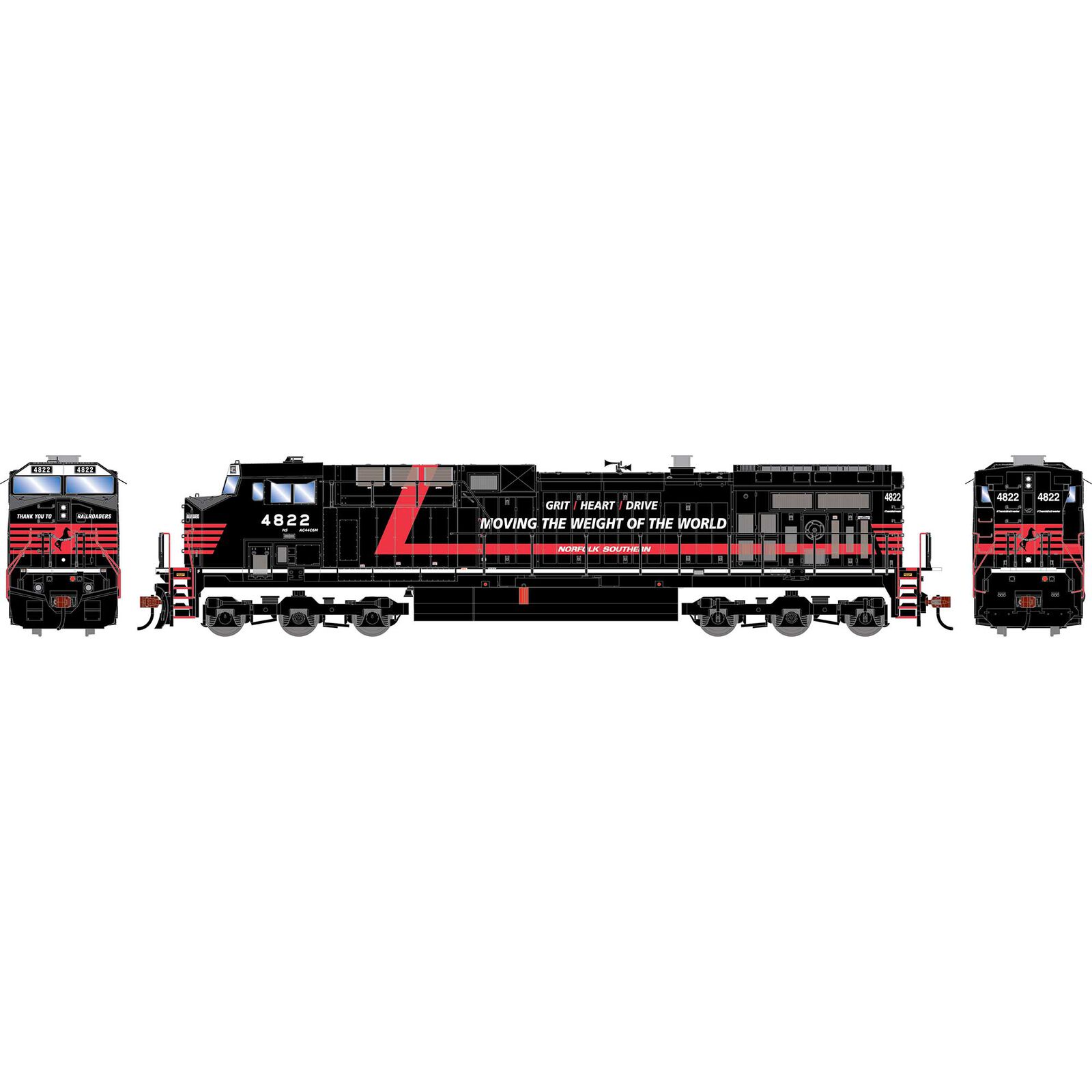 HO ATH AC4400CW Locomotive, NS 'Railroaders Tribute' #4822