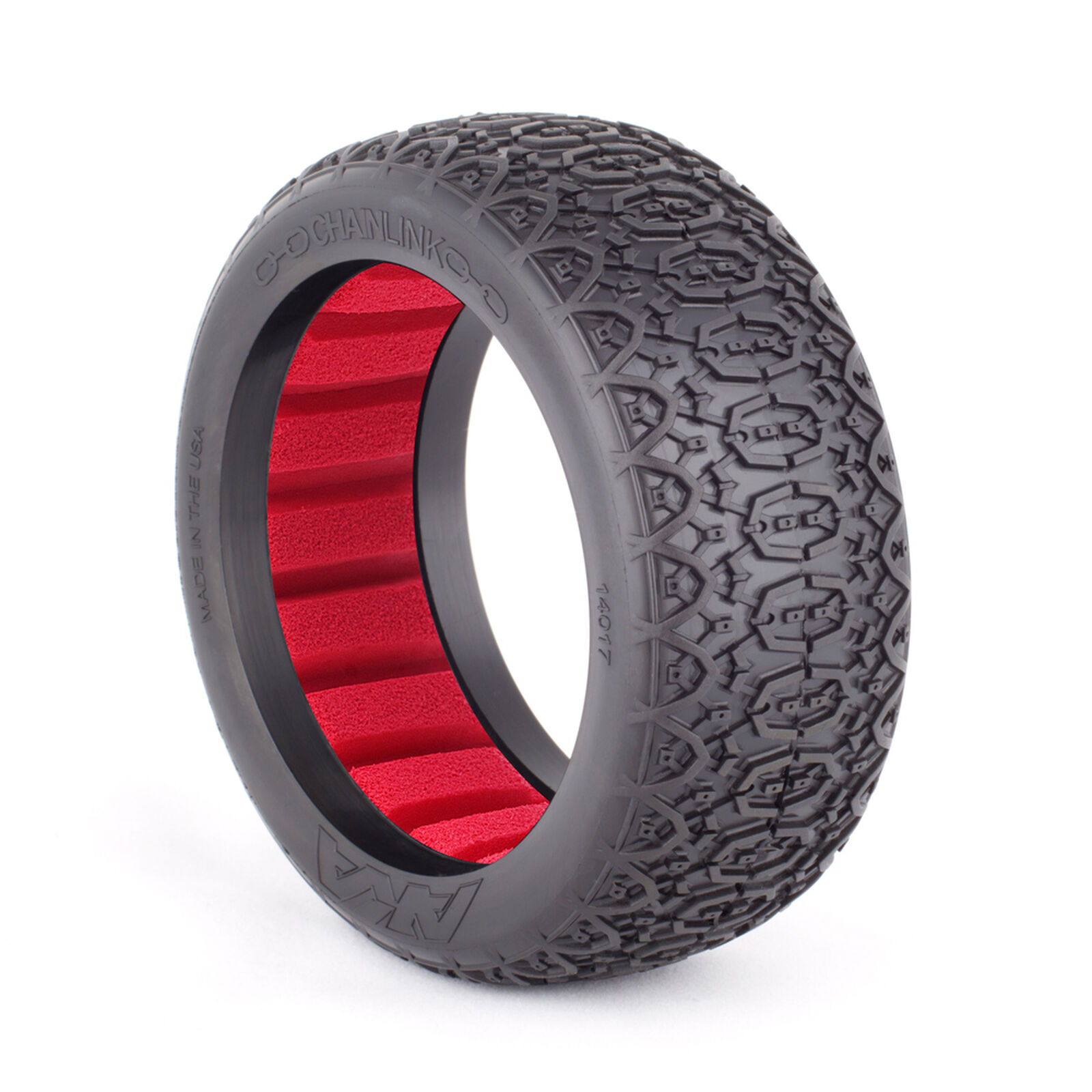 1/8 Chain Link Soft Long Wear Tires, Red Inserts (2): Buggy