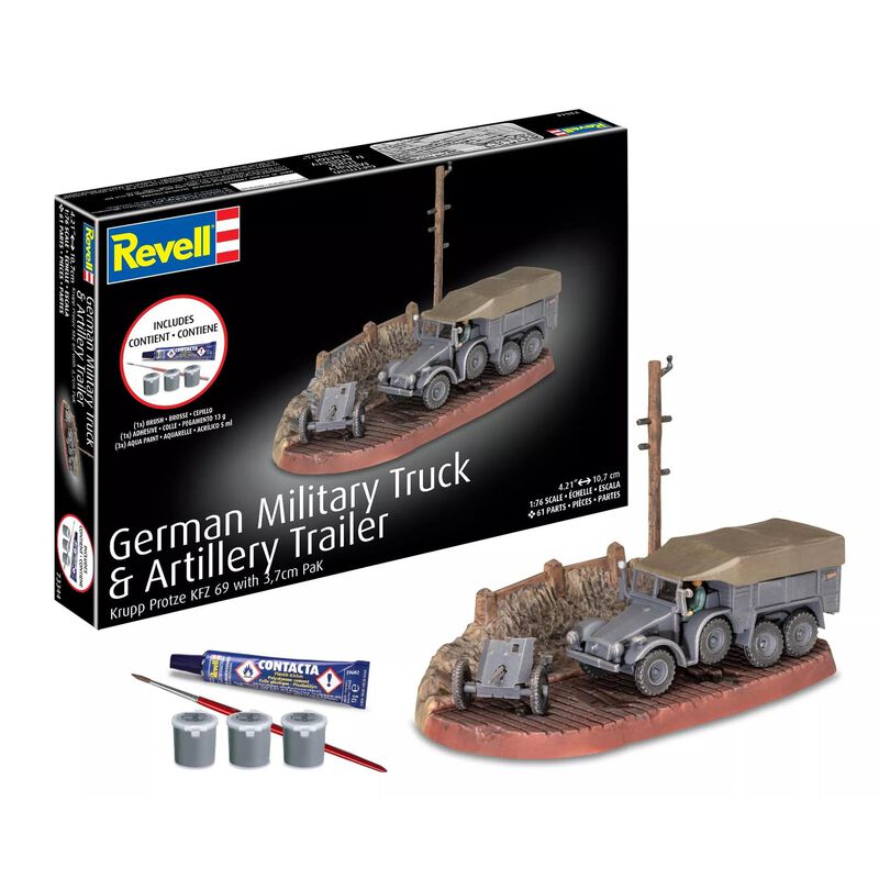 CARRERA REVELL OF AMERICAS INC 1/76 German Military Truck & Artillery Trailer All-Included Model Kit