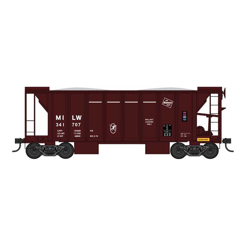 HO 70 Ton 2 Ballast Car with Side Chutes Milwaukee Road #341707