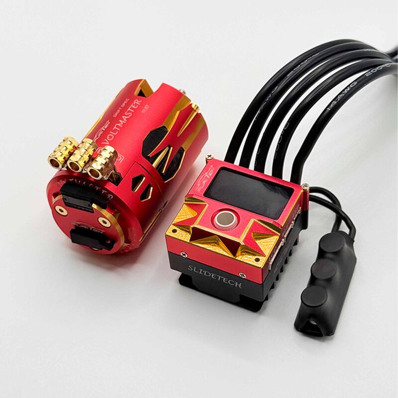 SlideVolt Drift Combo: SlideTech ESC & Voltmaster Brushless Motor, Crimson Gold