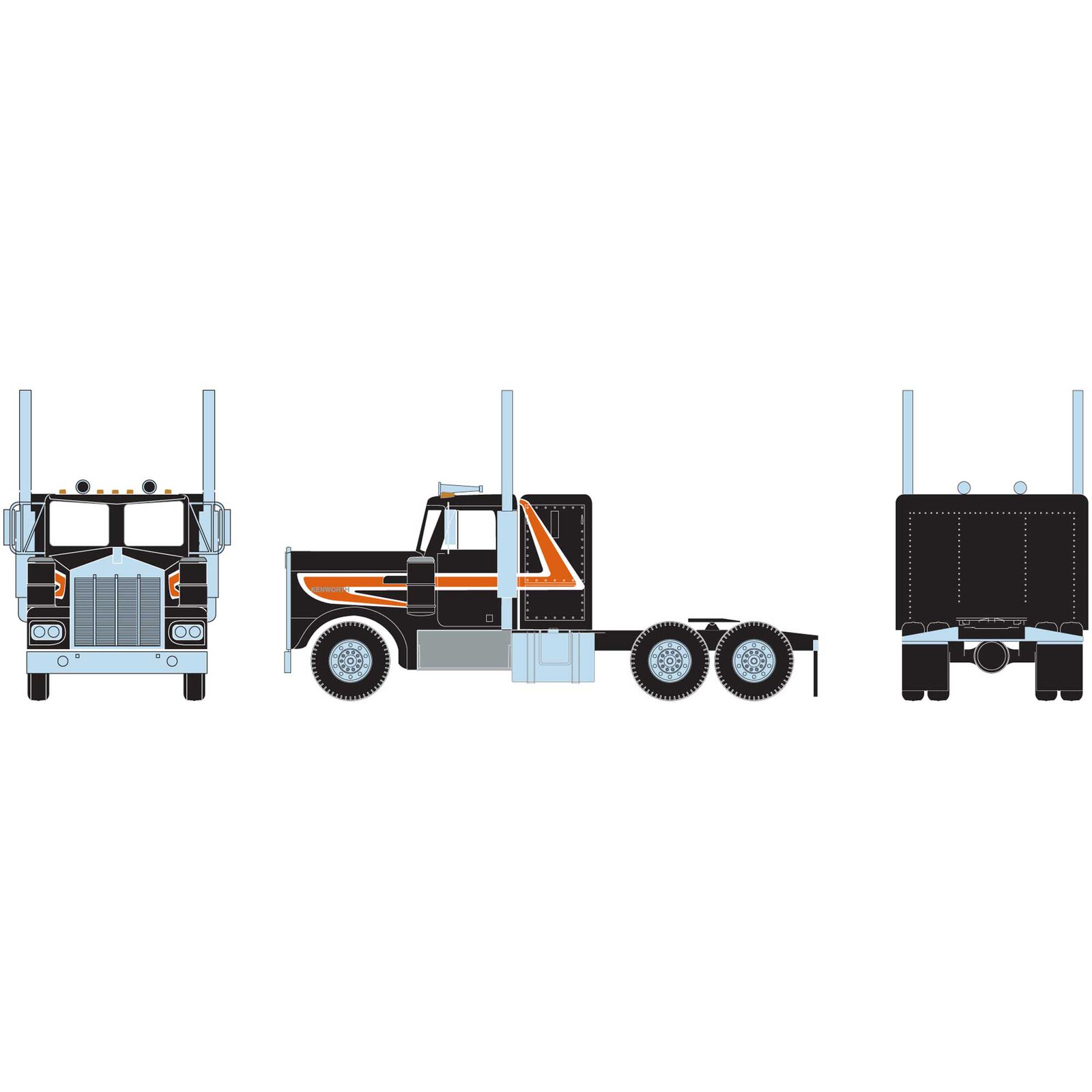 HO RTR KW Tractor, Orange & Black