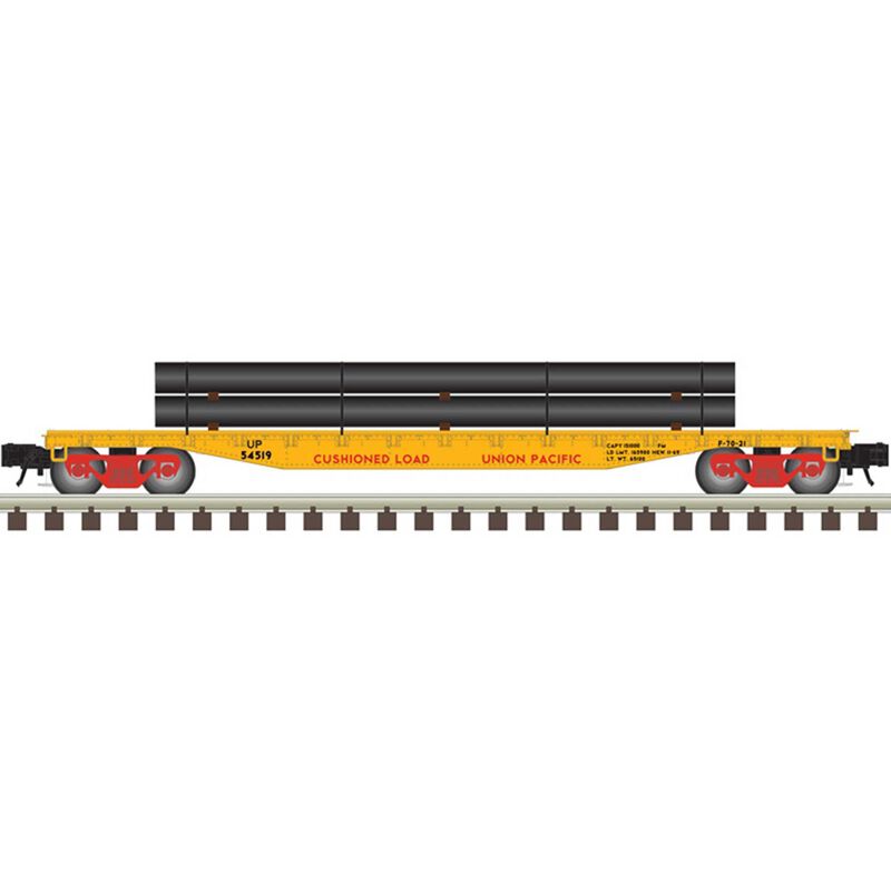 O 52' 6" Flat Car with Load Union Pacific 54519,  54565