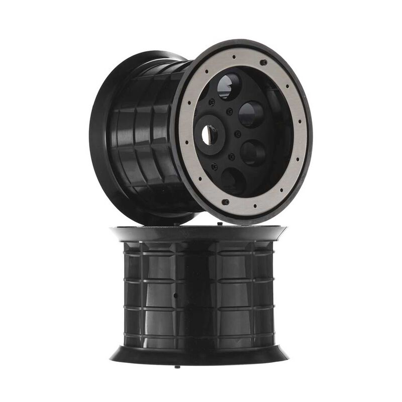 1/8 Oversize 8-Hole 3.8 Beadlock Wheels, 17mm Hex, Black (2)