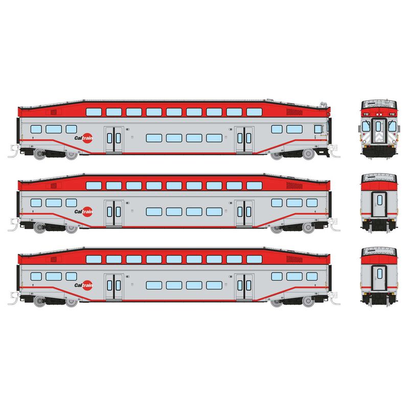 N Bilevel Commuter Car: CalTrain: Set #2 (Cab: 120 Coaches: 232 236)