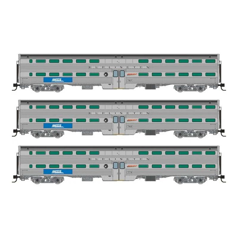 N Gallery Commuter Car: Metra - BNSF Swoosh (CB&Q): Set #4 (Coaches: 762 767 773)