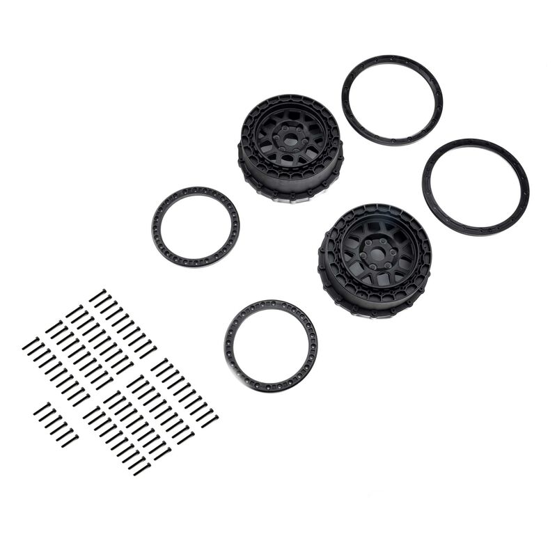 Pro-Line Racing Wheel and Beadlock Set, Black (2): 5IVE-T 3.0