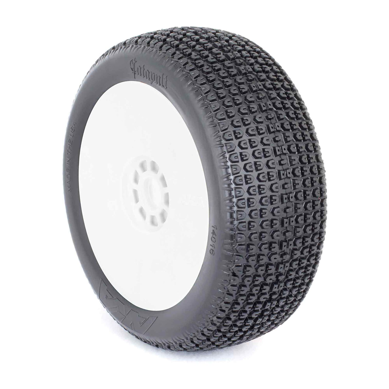 1/8 Catapult Soft Pre-Mounted Tires, White EVO Wheels (2): Buggy