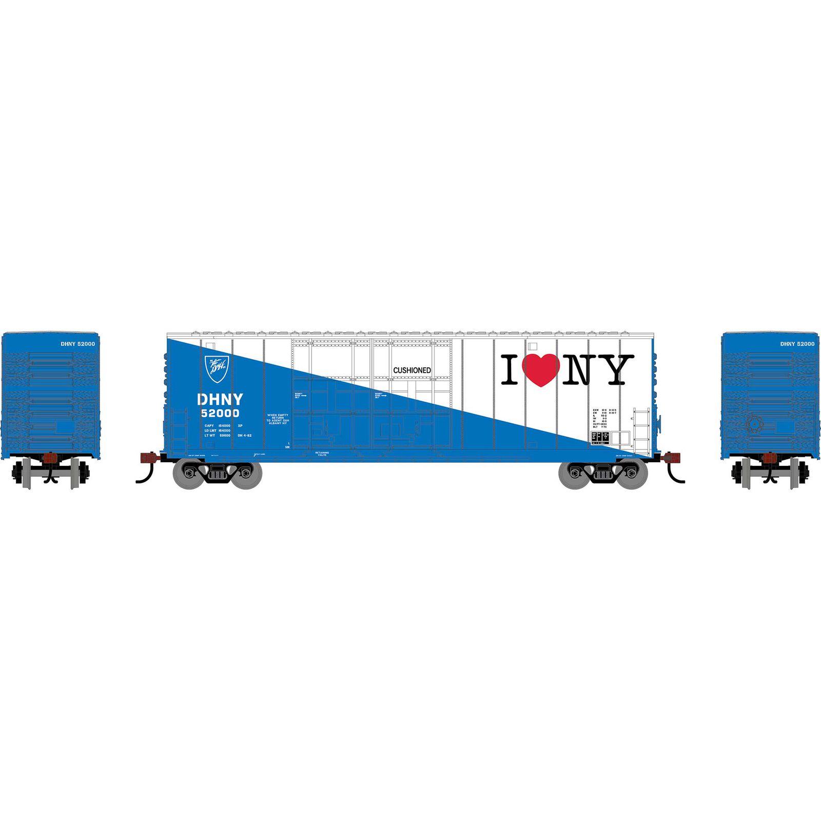 HO RND 50' High-Cube Smooth Side Box Car, DHNY #52000