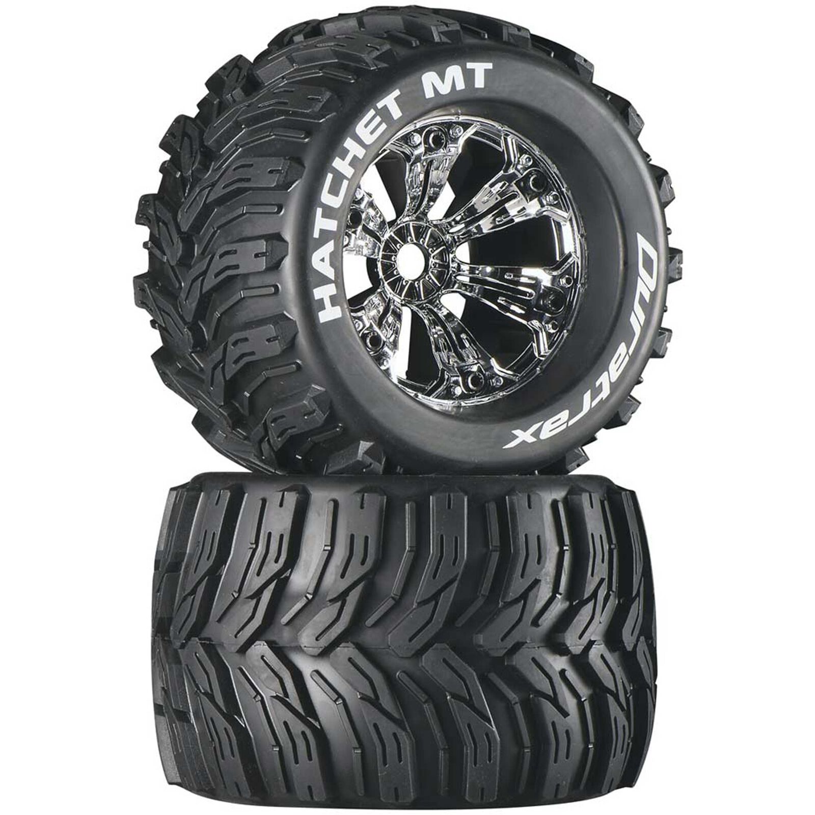 Hatchet MT 3.8" Mounted 1/2" Offset  Tires, Chrome (2)