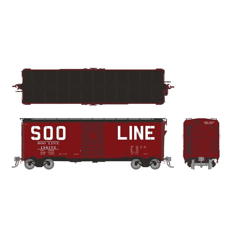 HO 1937 AAR 40ft Boxcar - Square corner: Soo Line