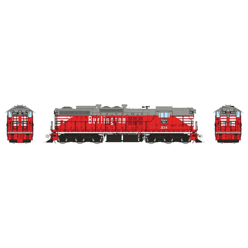 HO EMD SD9 Locomotive with DCC & Sound: Chicago, Burlington & Quincy: #834
