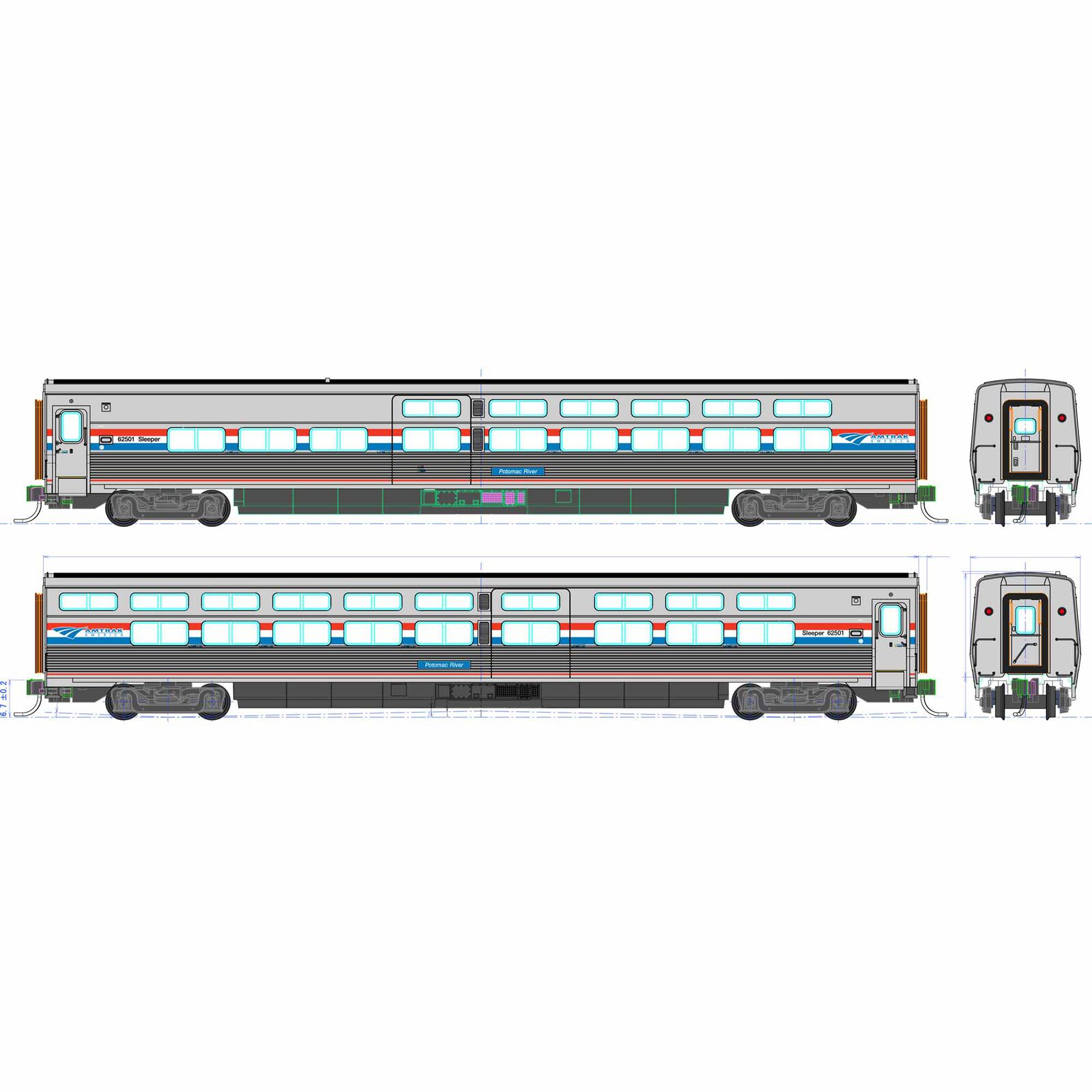 HO Amtrak Viewliner II Sleeper Phase III #62501 Potomac River