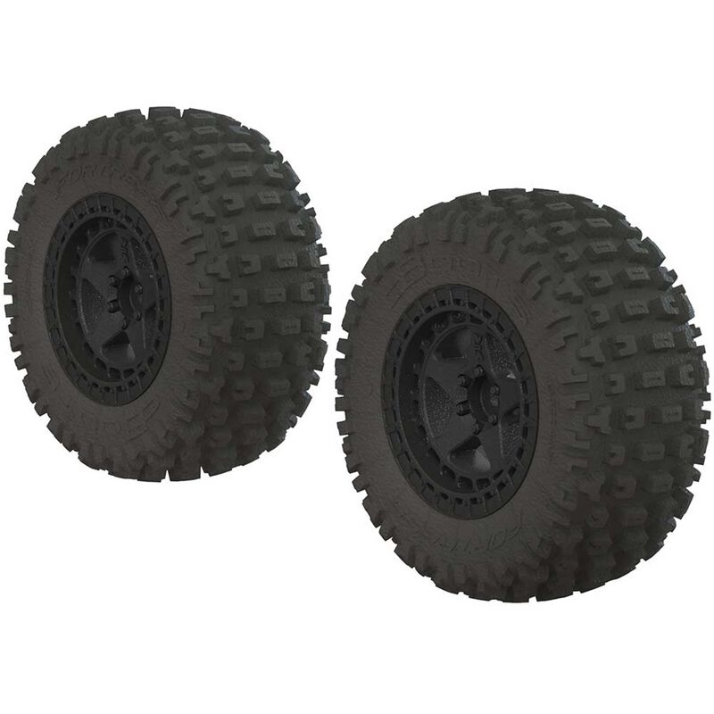 1/10 dBoots Fortress SC 2.2/3.0 Pre-Mounted Tires, 14mm Hex, Black (2)