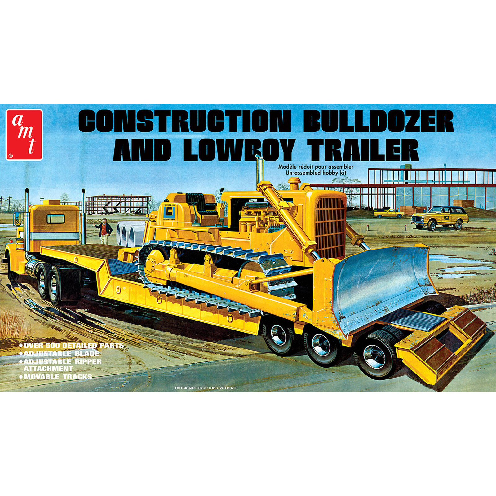 1/25 Lowboy Semi Trailer & Bulldozer Combo