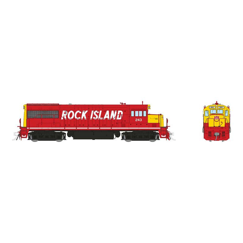 HO GE U28B Low Hood (DC/DCC/Sound): Rock Island - Red & Yellow Italic: #243