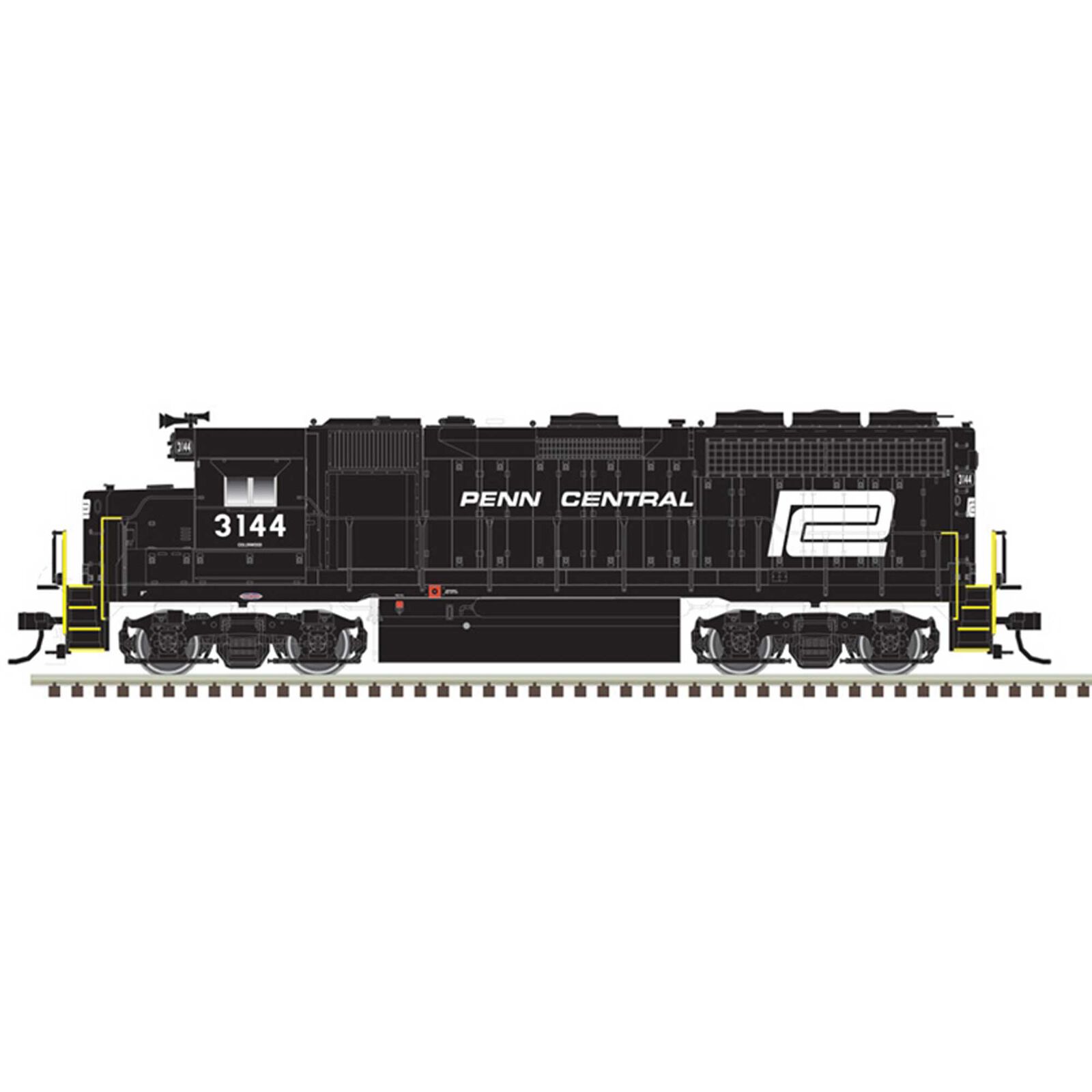 N GP 40 Loco Penn Central 3144, Black/White