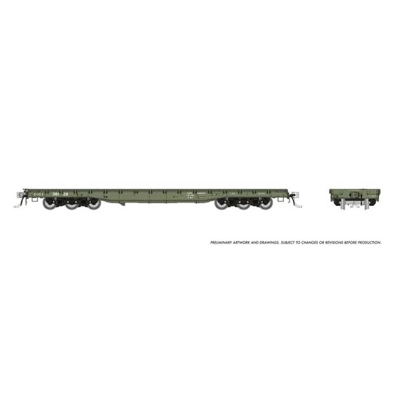 HO Magor 54ft Flatcar: DODX - Early Patch: Single Car