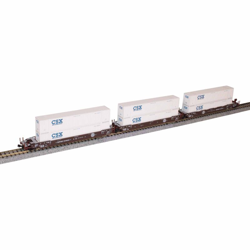 N MAXI-IV BNSF Old Logo 3-Car Set with CSX Containers (White)