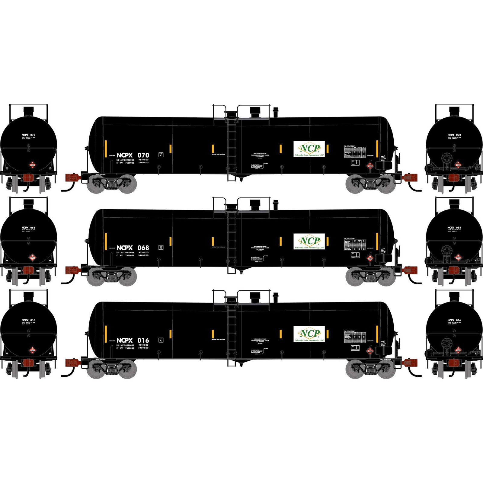 N ATH 30K Ethanol Tank Car, NCPX #016/068/070 (3)