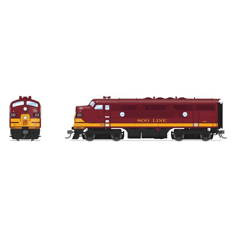 HO EMD F3A Locomotive, SOO 202A, Maroon & Imitation Gold with Paragon4
