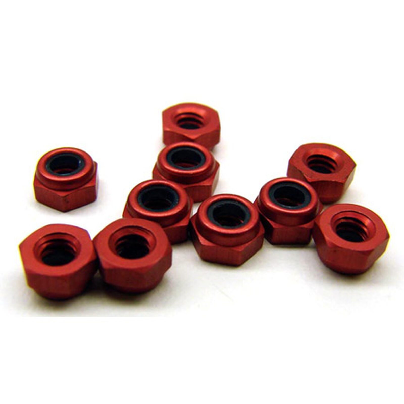 RedAnodizedAluminumLcknuts,3/16Hhex,4-40Thread(10)