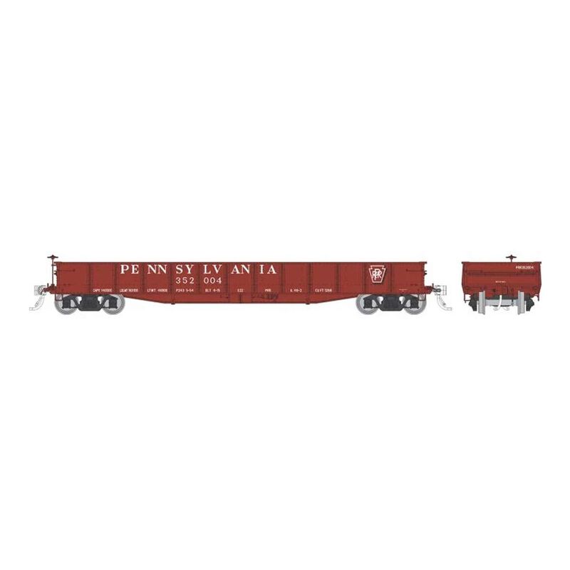 HO G22 Gondola: PRR - Shadow Keystone (AB brakes): 6-Pack