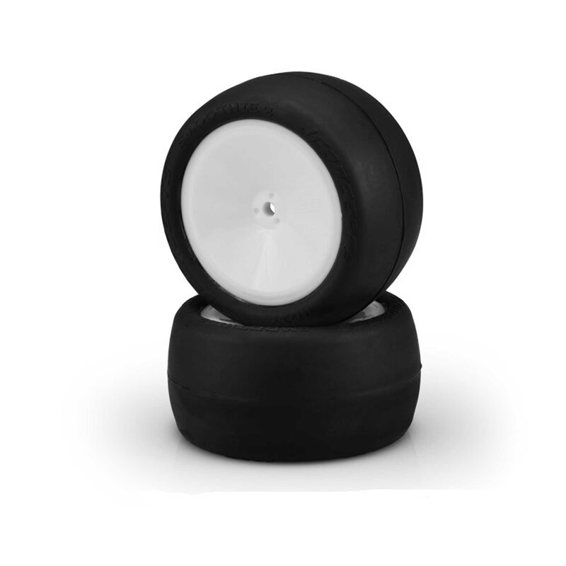 1/10 Smoothie 2 2.2” Pre-Mounted Rear 2WD Buggy Tires, White Wheels, Silver Compound (2)