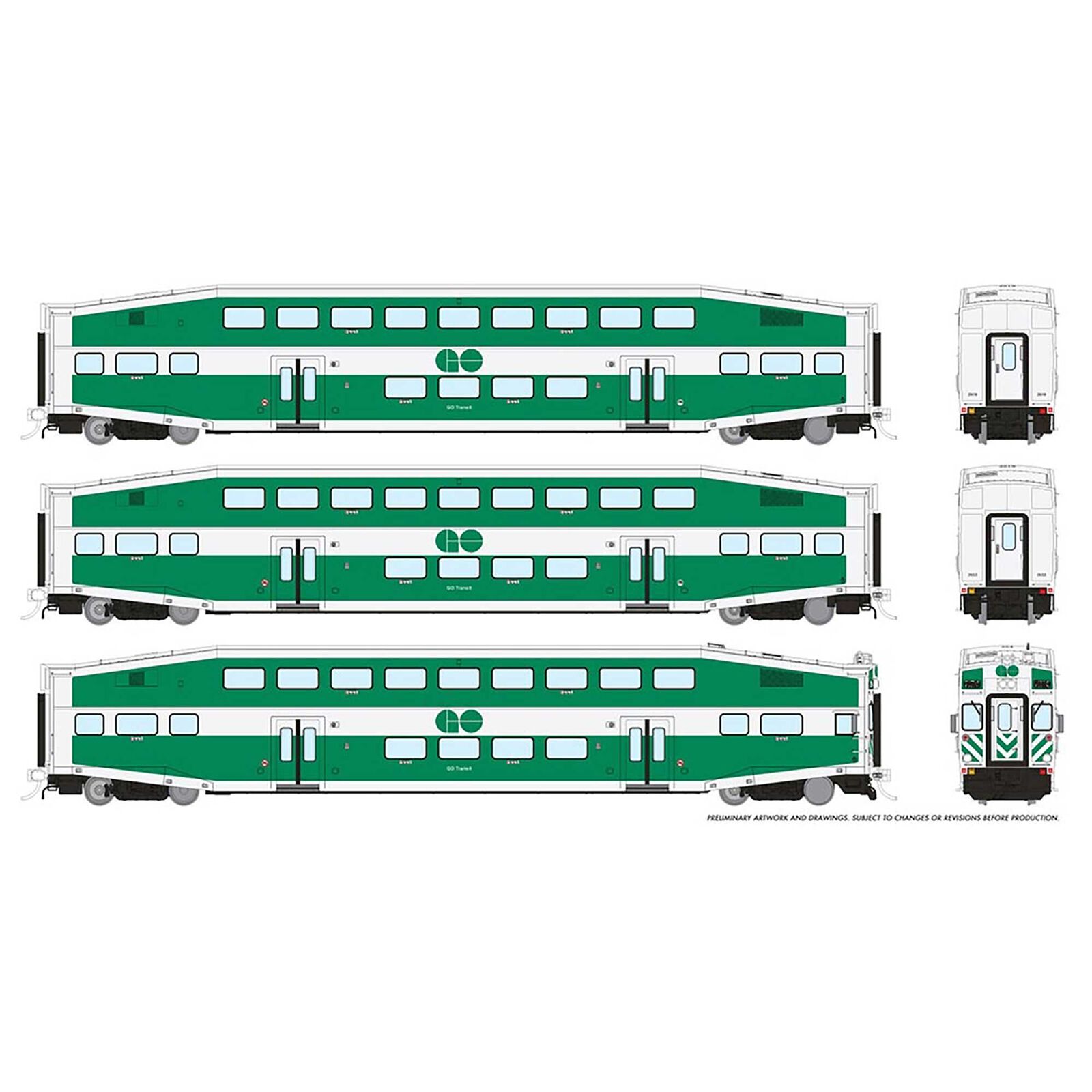 HO BiLevel Commuter Car GO Late Set #2