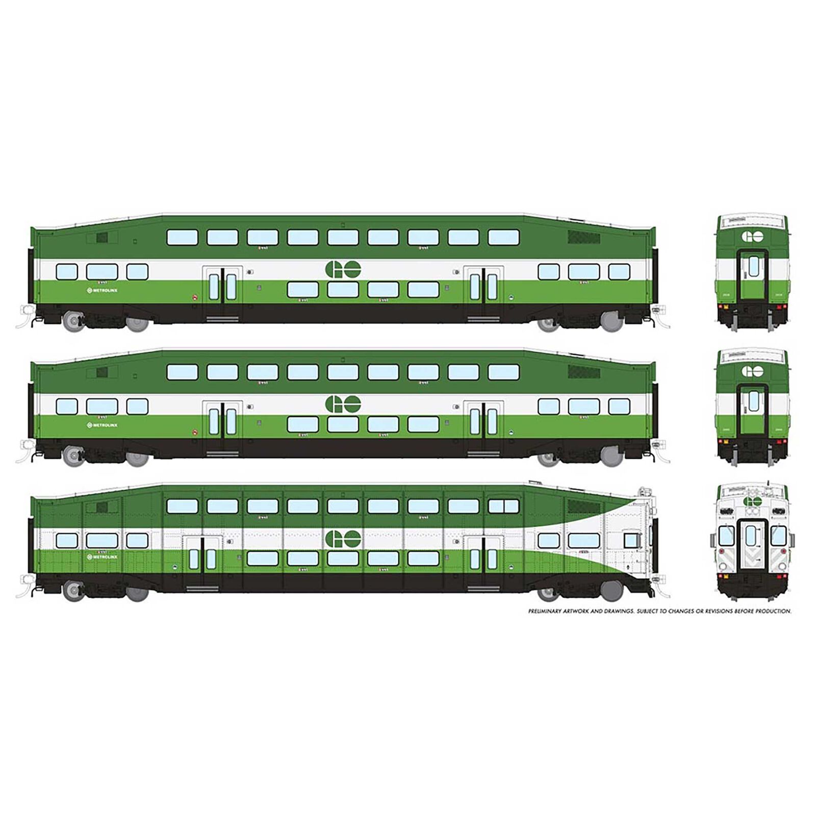 HO BiLevel Commuter Car GO/MX Set #2