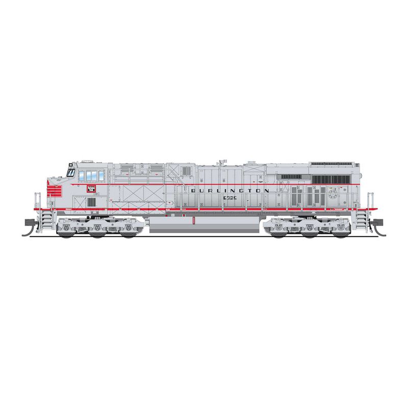 N GE ES44AC Locomotive, CBQ 6325, Aluminum/Red Fantasy Paint