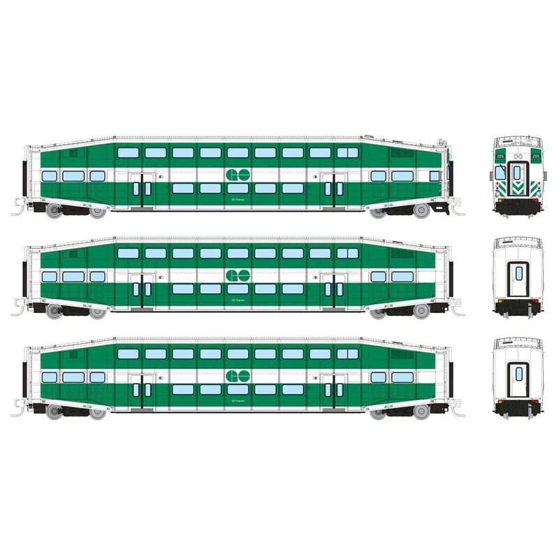 N Bilevel Commuter Car: GO Transit: Set #2 (Cab: 213 Coaches: 2211 2240)