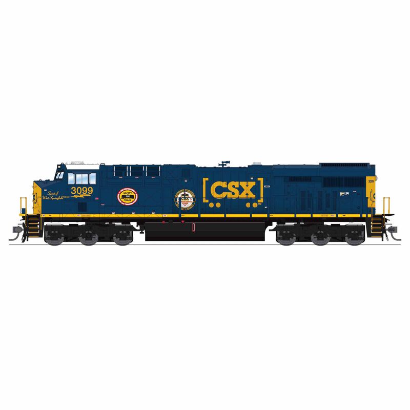 HO GE ES44AC, CSX 3099, Boxcar Scheme, "Spirit of West Springfield", Paragon4 Sound/DC/DCC, w/ Smoke