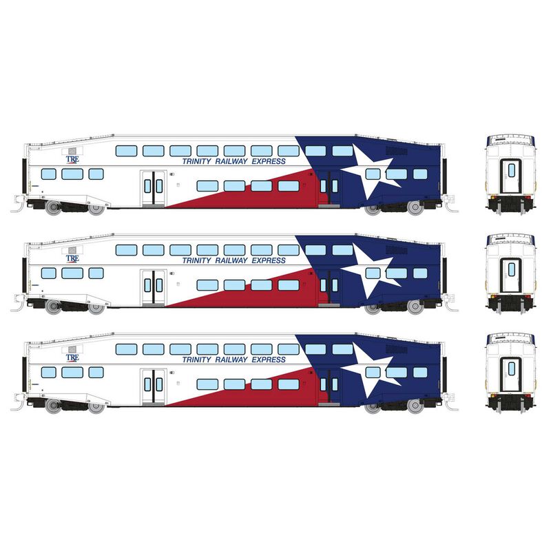 N Bilevel Commuter Car: Trinity Rail Express: Set #3 (Coaches: 1050 1053 1058)