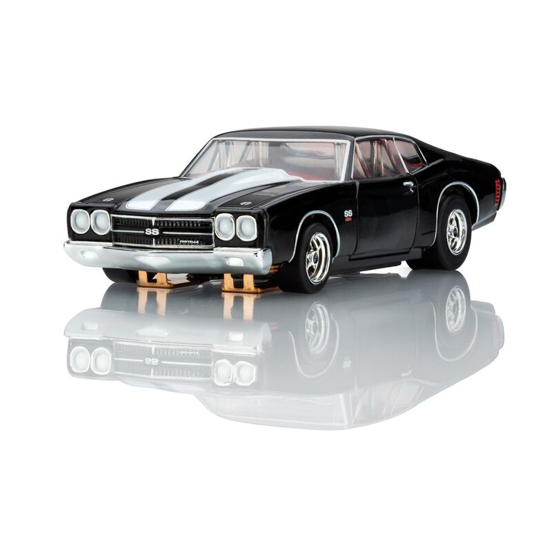 AFX/Racemasters HO 1970 Chevelle LS6 SS 454 Mega G+ Slot Car, Black/ White Stripes