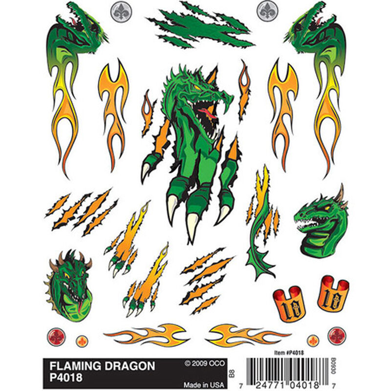 Dry Transfer Decals, Flaming Dragon