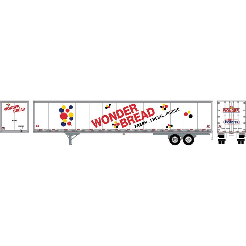 HO RTR 53' Wabash Plate Trailer, Wonder Bread #60942