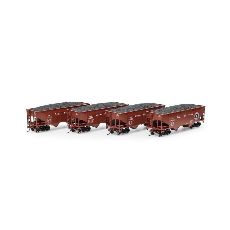 HO 34' 2-Bay Offset Hopper with Coal Load, GN #73225 / 73245 / 73264 / 73284 (4)