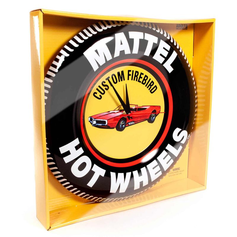 12” Hot Wheels Collector Button Tin Clock, Custom Firebird
