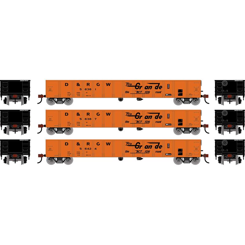 HO 52' Mill Gondola, DRGW #56381/56387/56424 (3)