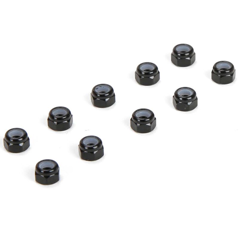 Losi M3 Aluminum Lock Nuts, Black (10)