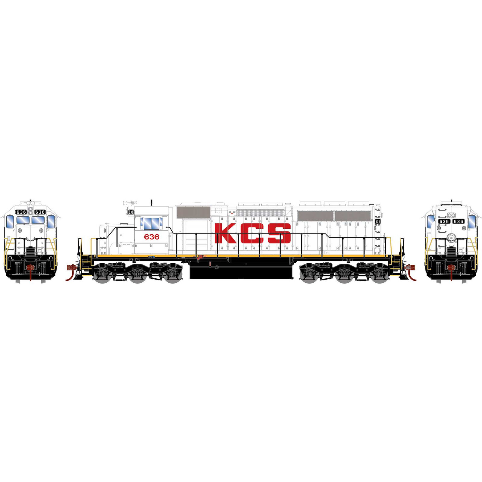HO SD40 Locomotive with DCC & Sound, Kansas City Southern #636